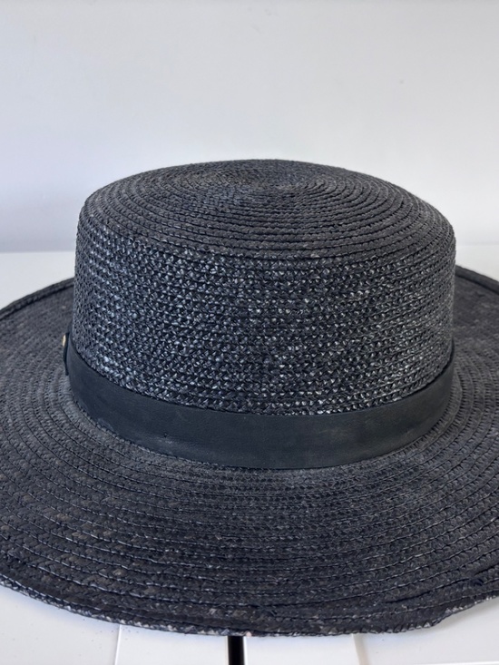 Janessa Leone - Calla Black Straw Hat (Size Small)